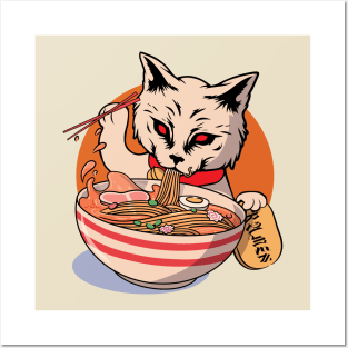 Cat eating spaghetti Posters and Art